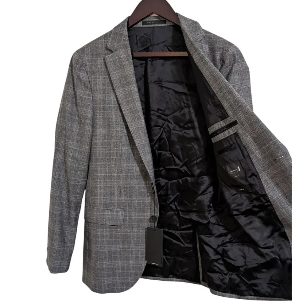 ​Hugo Boss Guabello Super 130s Italian Wool Slim Suit Jacket 36R NWT - Grey Glen